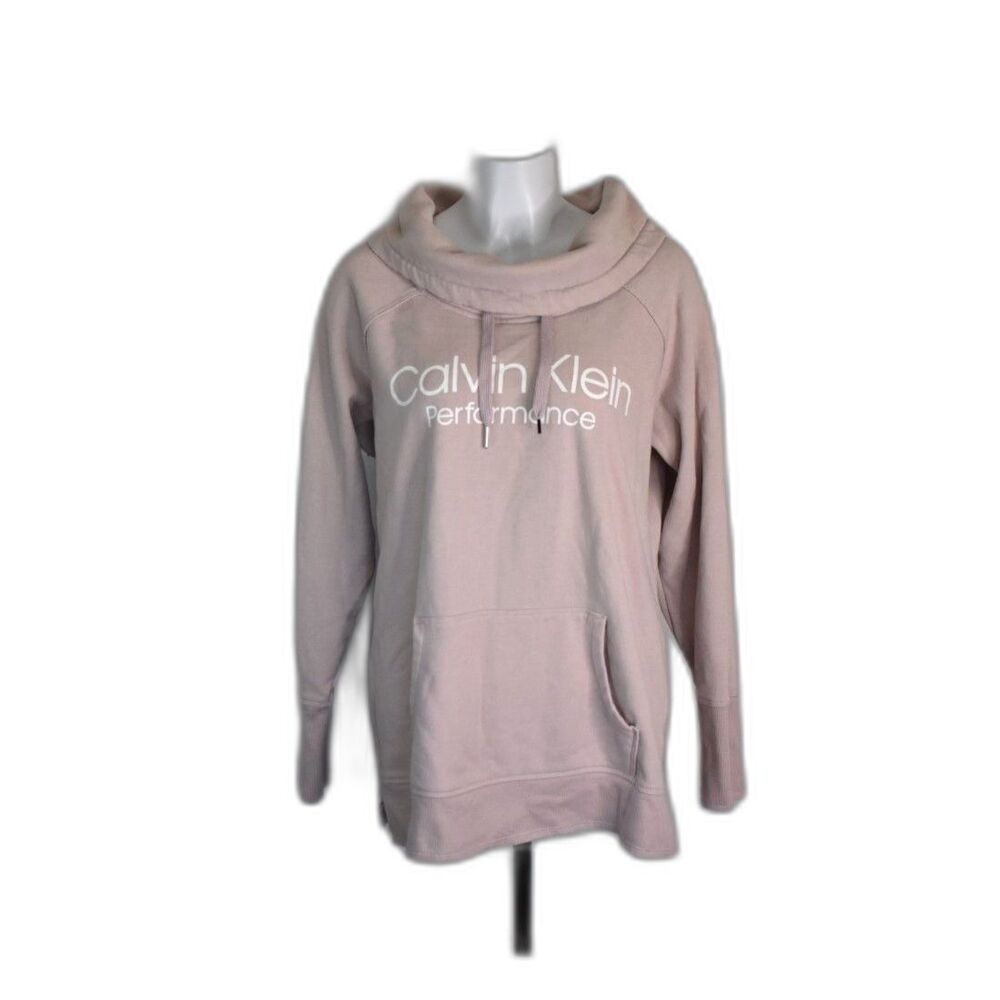 Calvin Klein Funnel Neck Sweatshirt Light Pink Cozy Casual Womens XL